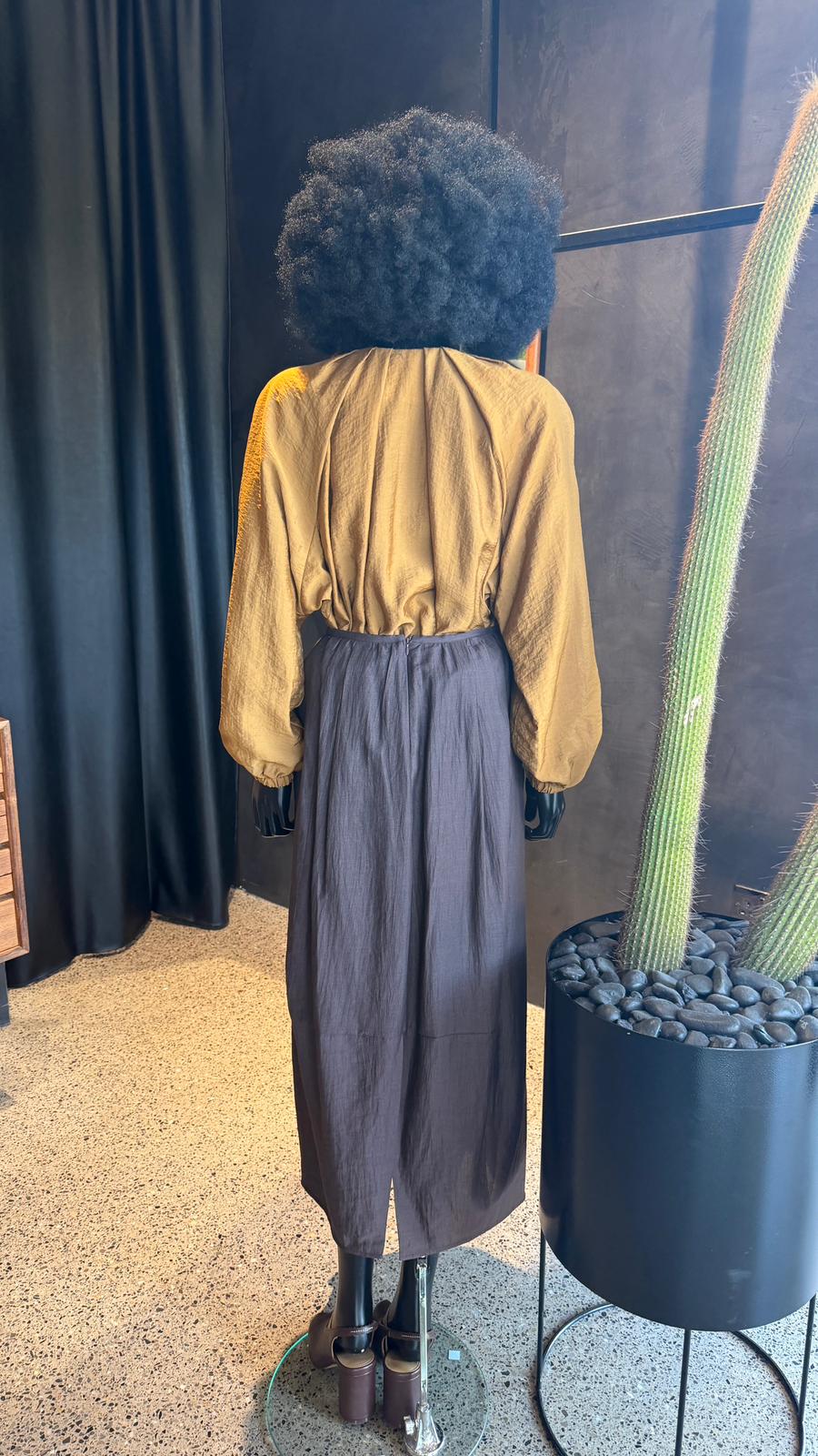 CANDITO PLEATED SKIRT - CHOCOLATE
