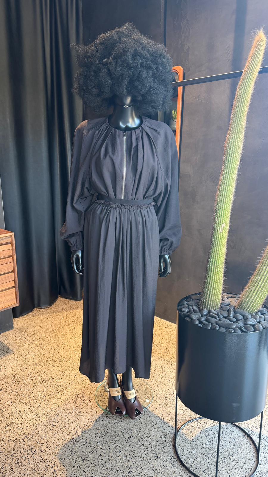 NIRVANA GATHERED SKIRT - COFFEE